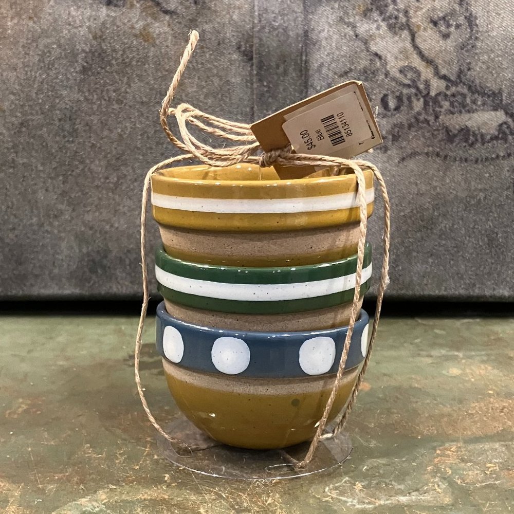 Mud Pie Green Dot mini 3 Ramekin Set - NWT